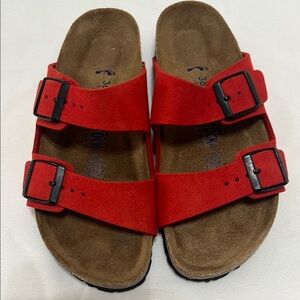 Birkenstocks - Red Suede Leather - size 36 (Ladies 5)